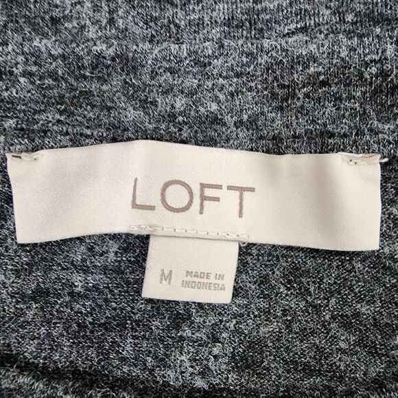Loft Tee Women’s Size Medium Long Sleeve Knit Peplum Heathered Gray Stretch - Picture 7 of 8